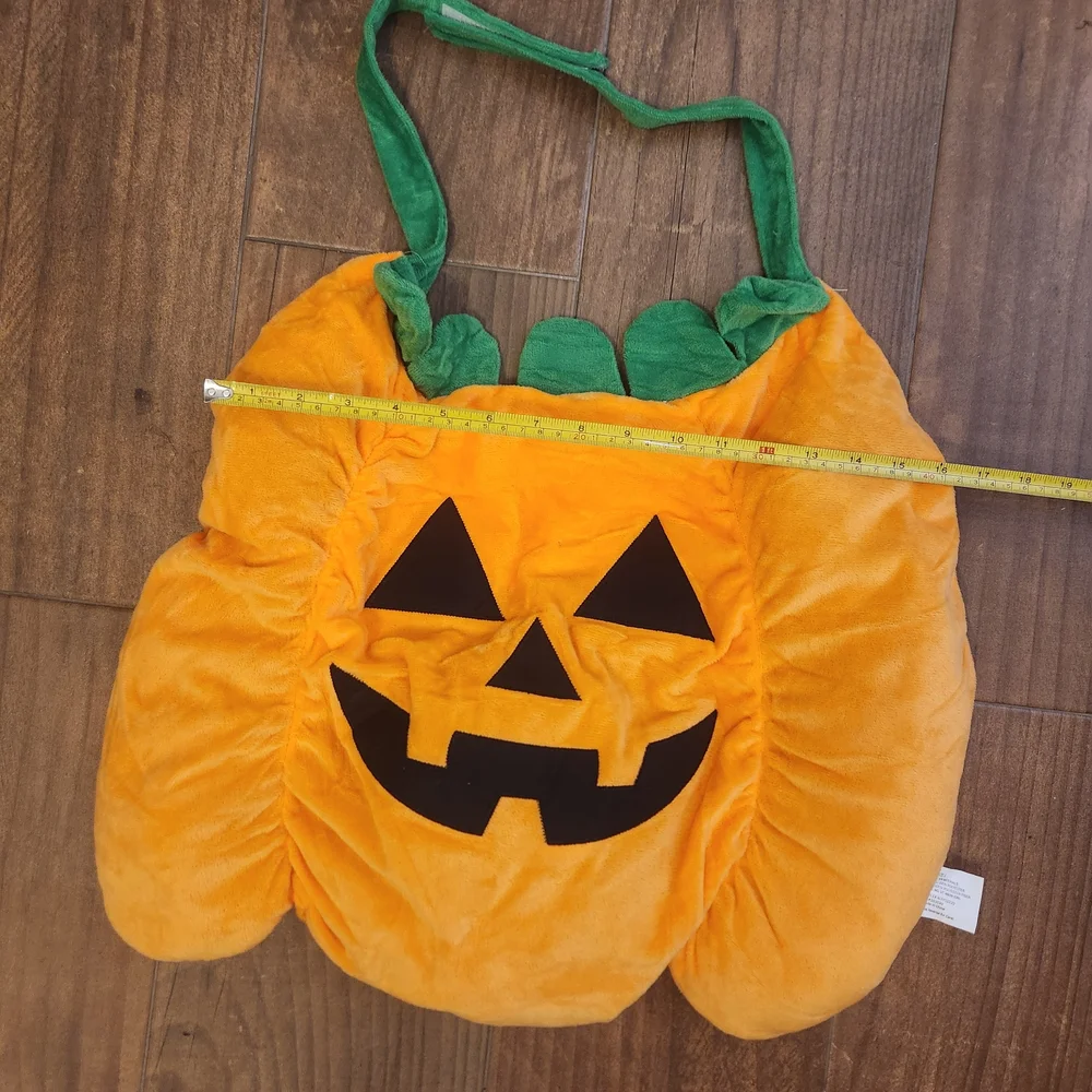 Pet Dog Halloween Costume Orange Pumpkin Adjustable Straps SZ L